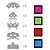 There are 4 different Martians, in 4 different colors (blue, green, red and pink) plus one red missile