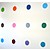The polka dots come in various colors: pink, orange, green, yellow, grey...