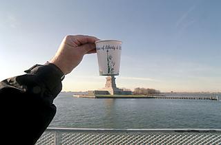 The first photo in his collection: a cup with the Statue of Liberty on it