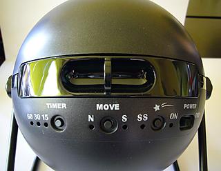 The projector’s controls: timer, rotation, shooting stars, and On/Off