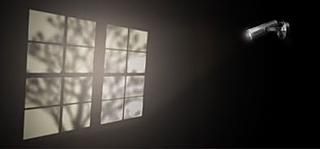 Even at night, light streams in through this window