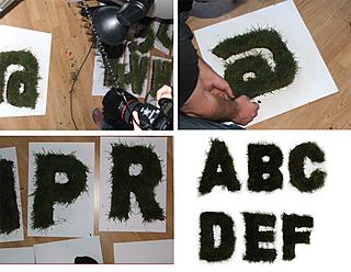Un rollo de hierba para crear una nueva tipografía