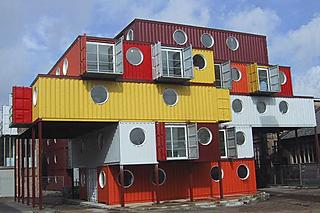 The first Container City construction