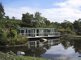 A container-cabin in the countryside