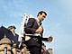 James Bond with a flying backpack, one of his many gadgets!