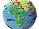 A cushy cloth earth globe with fabric stickers