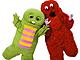 "Ponkicki" characters Gachapin (left) and Mukku (right)