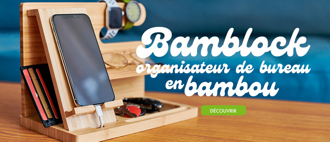 Bamblock, organiseur de bureau en bambou