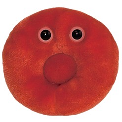 Peluche microbe "globule rouge".