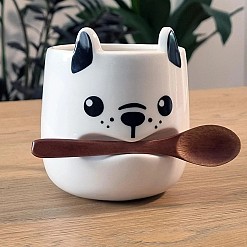 Mug pour chiot avec cuillère en bois