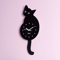 Horloge murale avec pendule en forme de chat