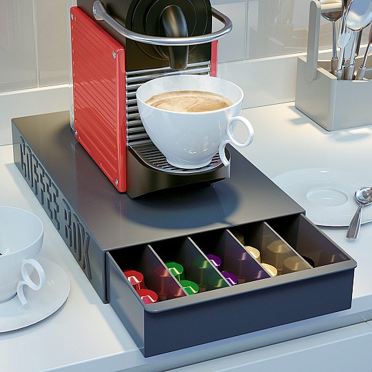 Rangez vos variétés de café en capsules dans cette boîte au design minimaliste.