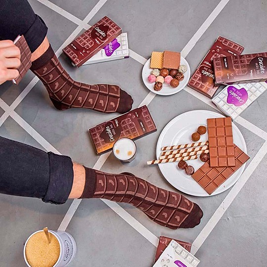 Chaussettes très originales en forme de tablette de chocolat