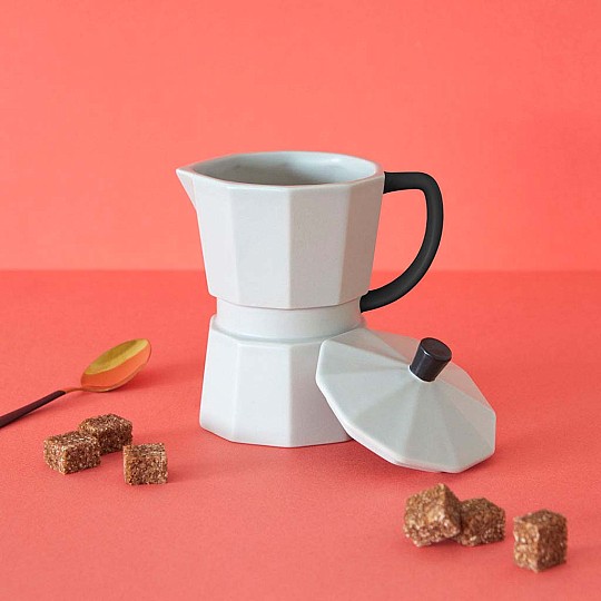 Mug avec couvercle en forme de cafetière italienne