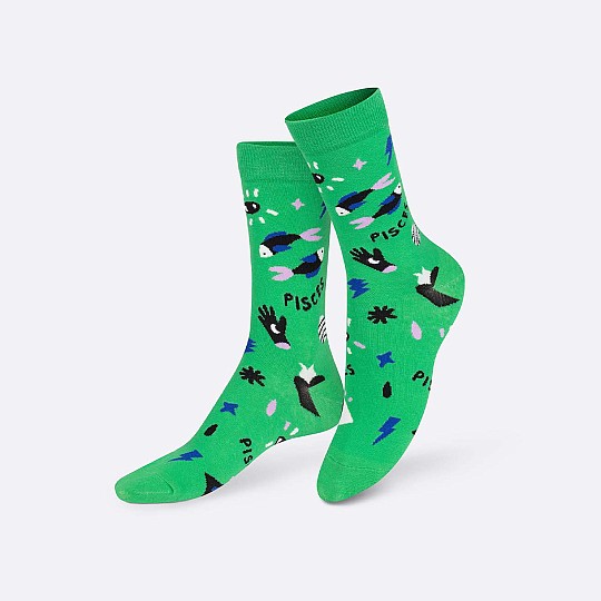 Les chaussettes des Poissons sont de couleur verte