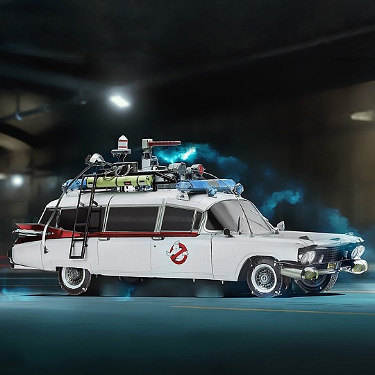 Un kit pour construire l'ECTO-1, la voiture de Ghostbusters.