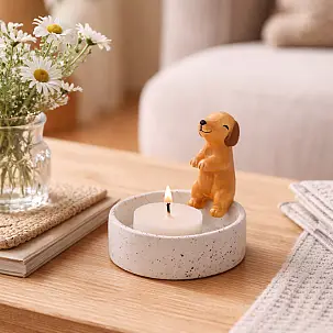 Bougeoir original avec chien saucisse