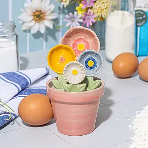 Cuillères à mesurer en forme de fleur avec pot de fleur