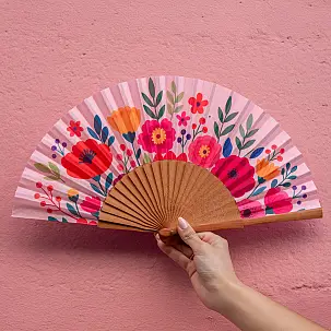 Éventail original avec impression de fleurs sauvages