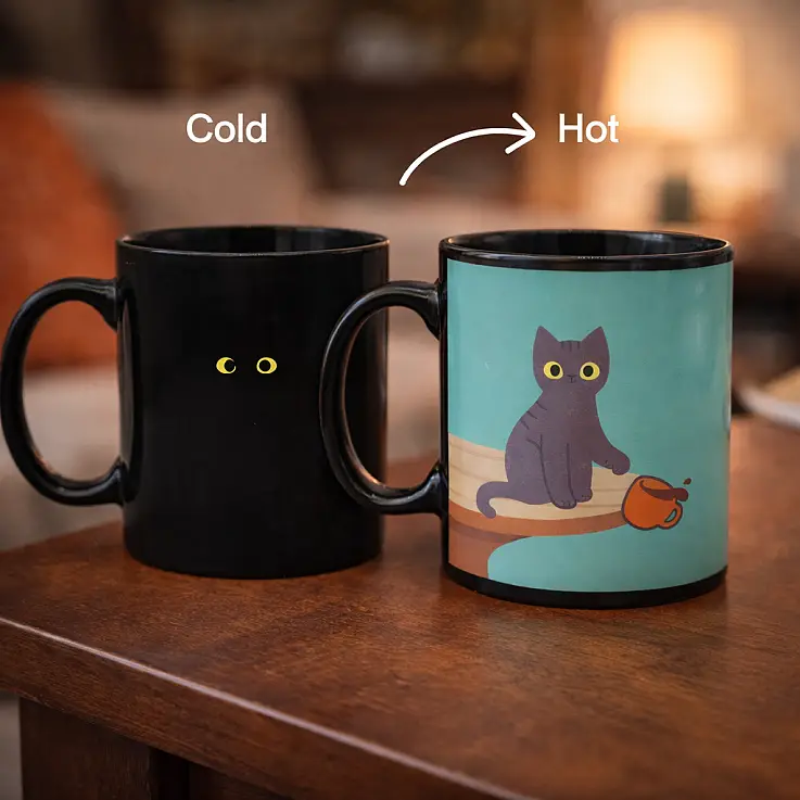 Mug à couleurs changeantes avec chaton coquin