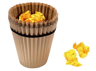 Eco-friendly trash bin shaped like a muffin cup 