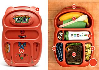 Each lunch box has 6 compartments in different sizes