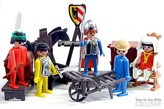 Indians, knights and building-site, first Playmobil toys circa 1974