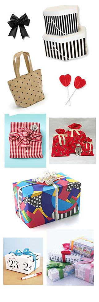 Use a box, a piece of fabric, a bag, gift-wrapping paper or newspaper print to wrap your present